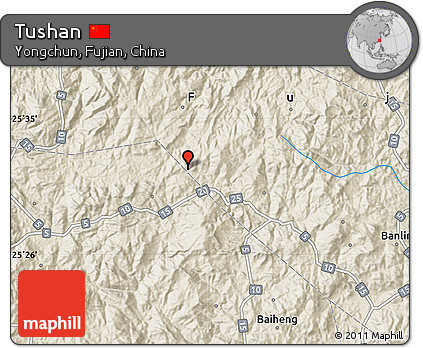 Shaded Relief Map of Tushan