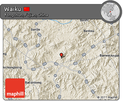 Shaded Relief Map of Waiku