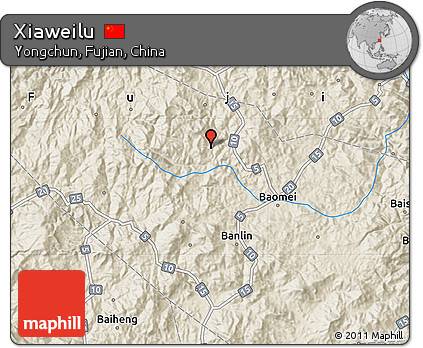 Shaded Relief Map of Xiaweilu