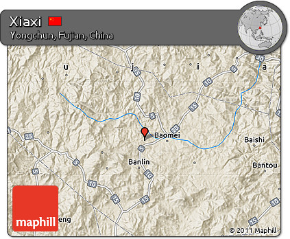 Shaded Relief Map of Xiaxi
