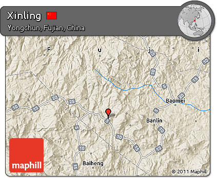 Shaded Relief Map of Xinling