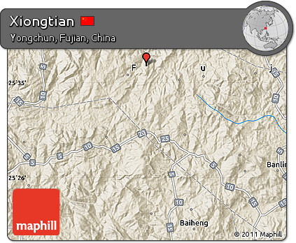 Shaded Relief Map of Xiongtian