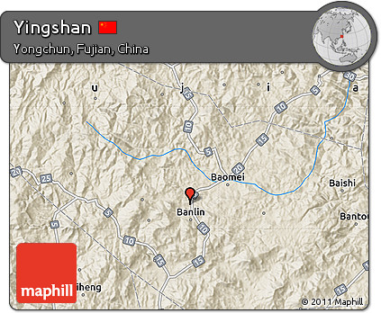 Shaded Relief Map of Yingshan