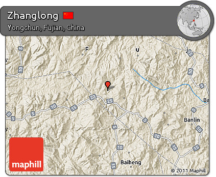 Shaded Relief Map of Zhanglong