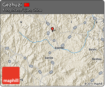 Shaded Relief Map of Gezhuzi