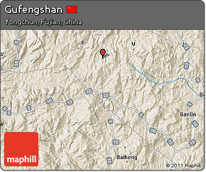Shaded Relief Map of Gufengshan