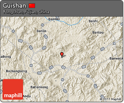 Shaded Relief Map of Guishan