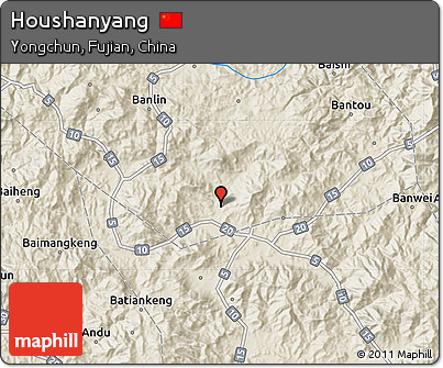 Shaded Relief Map of Houshanyang