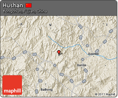 Shaded Relief Map of Hushan