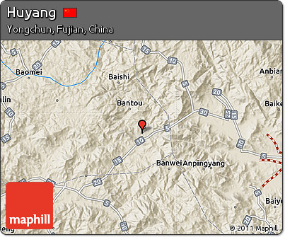 Shaded Relief Map of Huyang