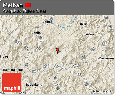 Shaded Relief Map of Meiban