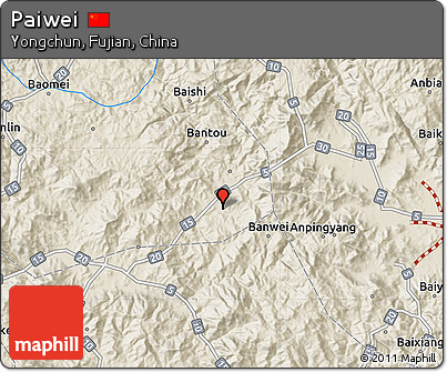 Shaded Relief Map of Paiwei