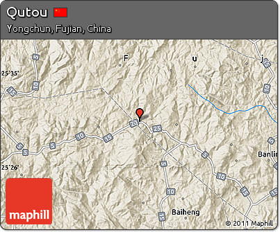 Shaded Relief Map of Qutou