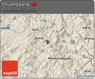 Shaded Relief Map of Shuanggang