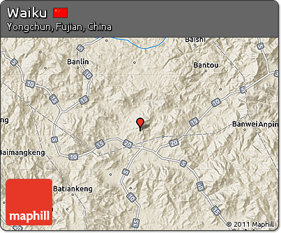 Shaded Relief Map of Waiku