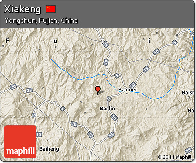 Shaded Relief Map of Xiakeng