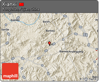 Shaded Relief Map of Xianxi