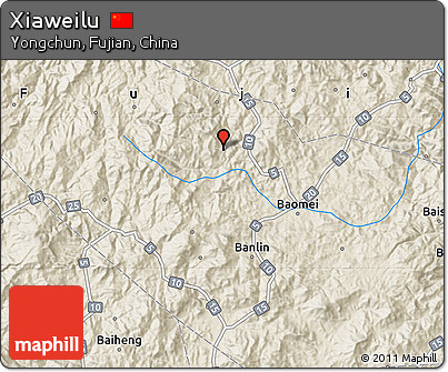 Shaded Relief Map of Xiaweilu