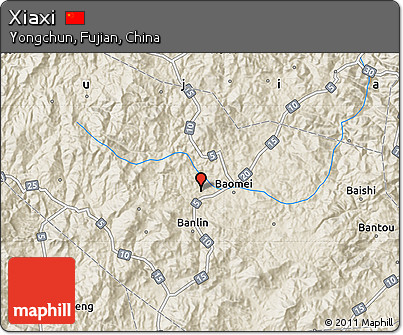 Shaded Relief Map of Xiaxi
