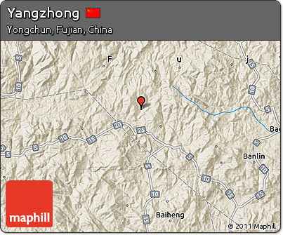 Shaded Relief Map of Yangzhong