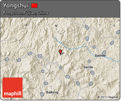 Shaded Relief Map of Yongshui