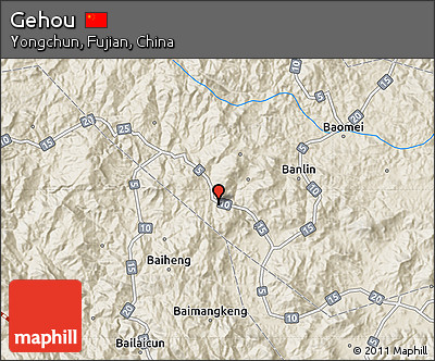 Shaded Relief Map of Gehou