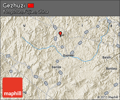 Shaded Relief Map of Gezhuzi