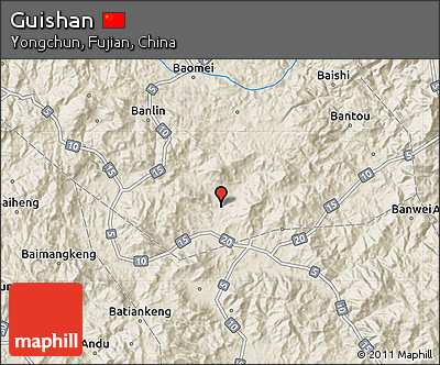 Shaded Relief Map of Guishan