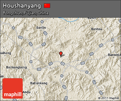 Shaded Relief Map of Houshanyang