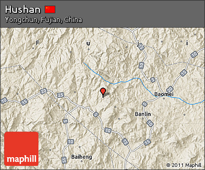 Shaded Relief Map of Hushan
