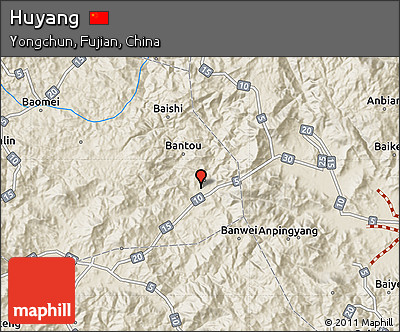 Shaded Relief Map of Huyang