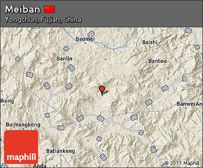 Shaded Relief Map of Meiban