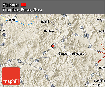 Shaded Relief Map of Paiwei