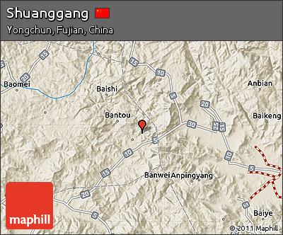 Shaded Relief Map of Shuanggang