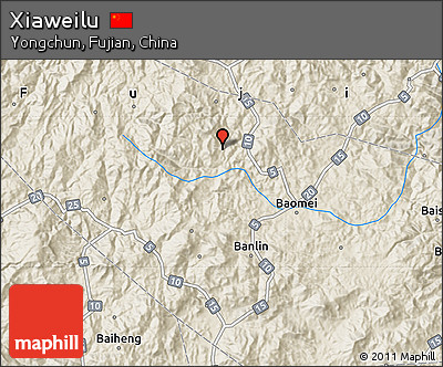 Shaded Relief Map of Xiaweilu