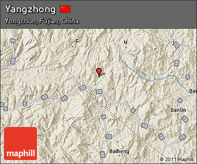 Shaded Relief Map of Yangzhong