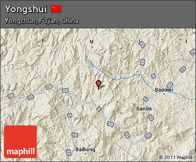 Shaded Relief Map of Yongshui