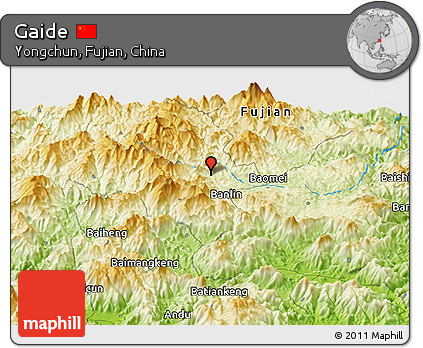 Physical Panoramic Map of Gaide