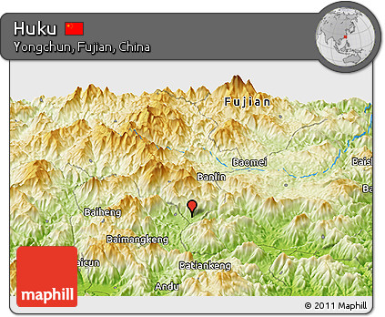 Physical Panoramic Map of Huku