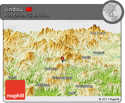 Physical Panoramic Map of Jindou