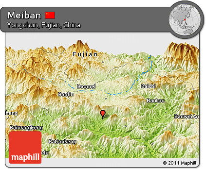 Physical Panoramic Map of Meiban