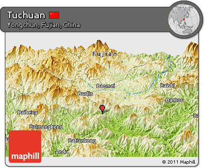 Physical Panoramic Map of Tuchuan