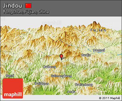 Physical Panoramic Map of Jindou
