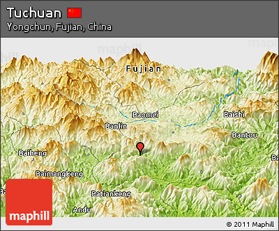Physical Panoramic Map of Tuchuan