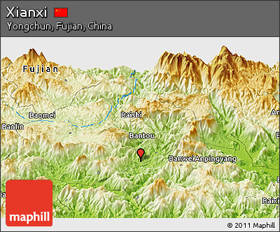 Physical Panoramic Map of Xianxi