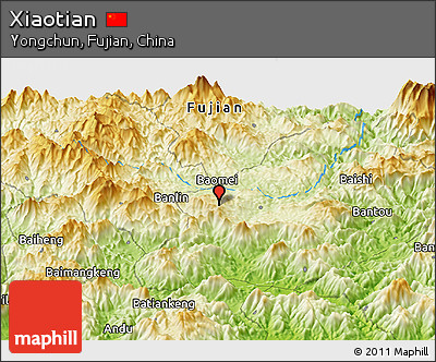 Physical Panoramic Map of Xiaotian