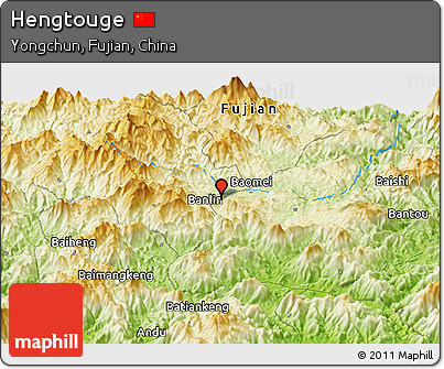 Physical Panoramic Map of Hengtouge