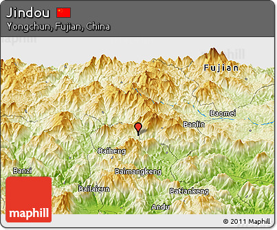 Physical Panoramic Map of Jindou