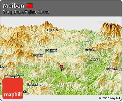 Physical Panoramic Map of Meiban