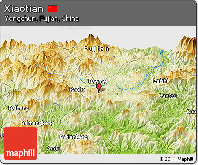 Physical Panoramic Map of Xiaotian